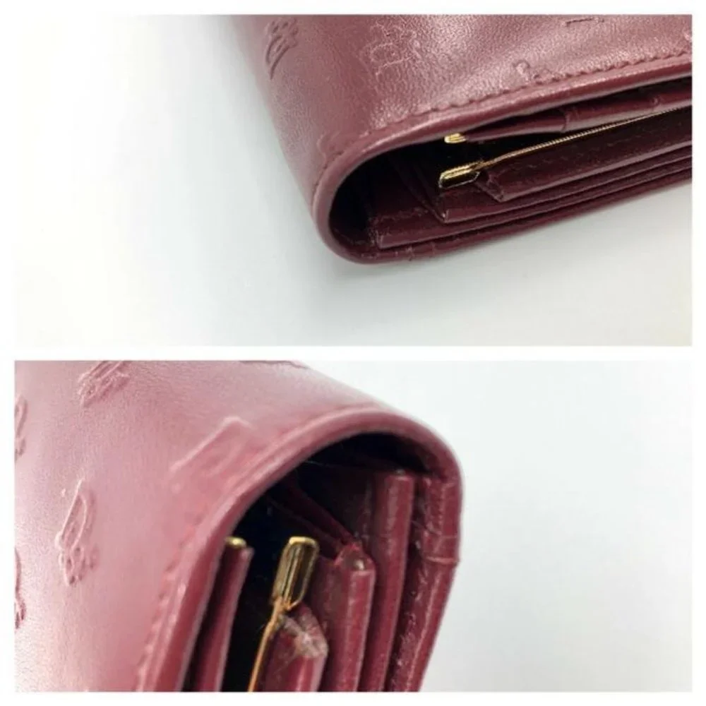 Dior Dark Red Oblique Trotter Print Logo Embossed Leather Wallet